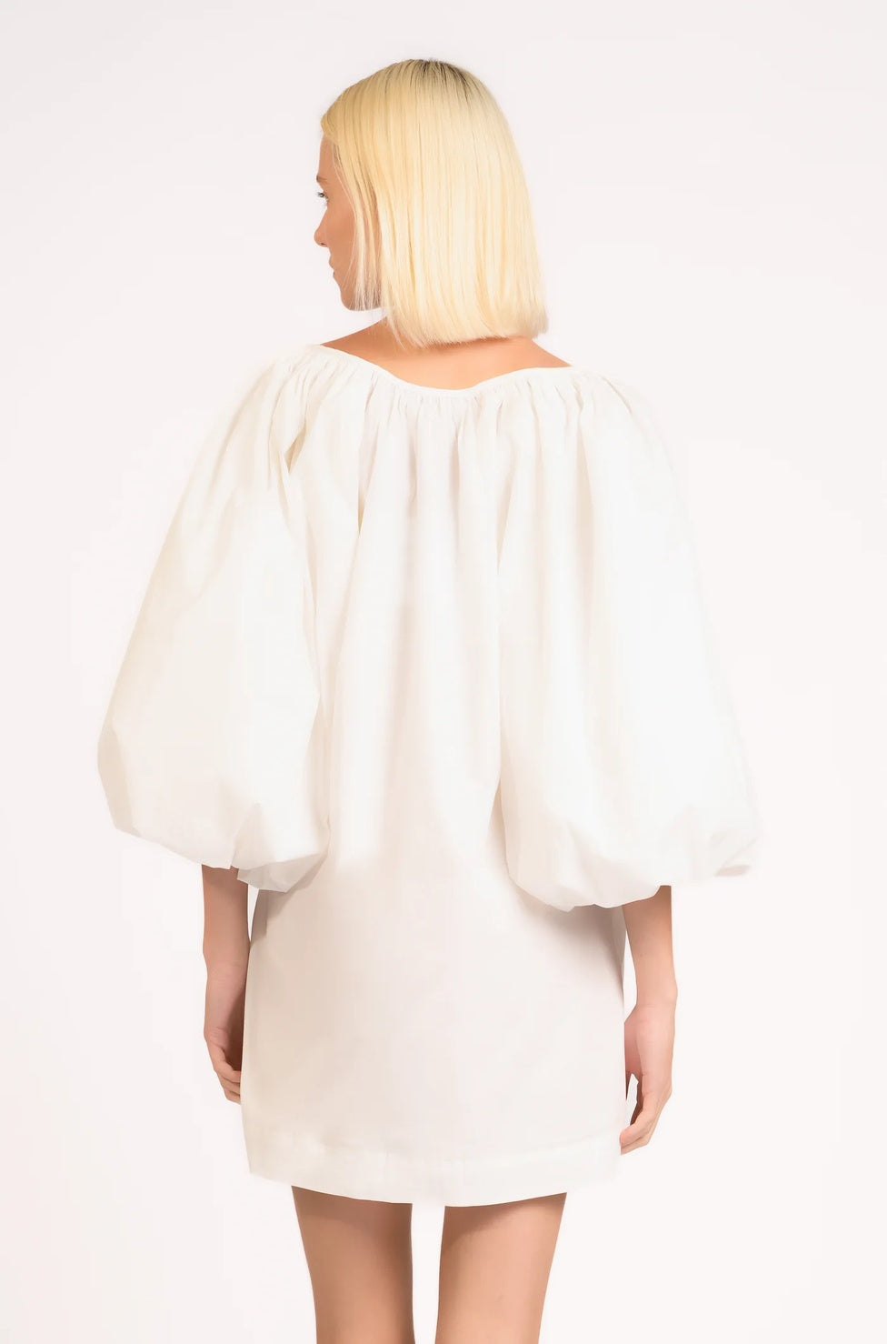 Solid Puff Sleeve Mini Dress