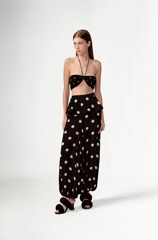 Polka Dots Peplum Maxi Pants