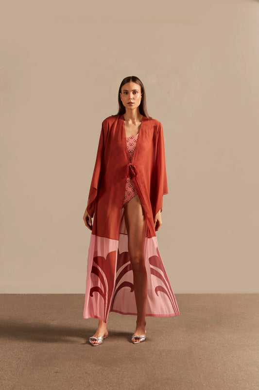 Vintage Lily Solid Applique Long Robe