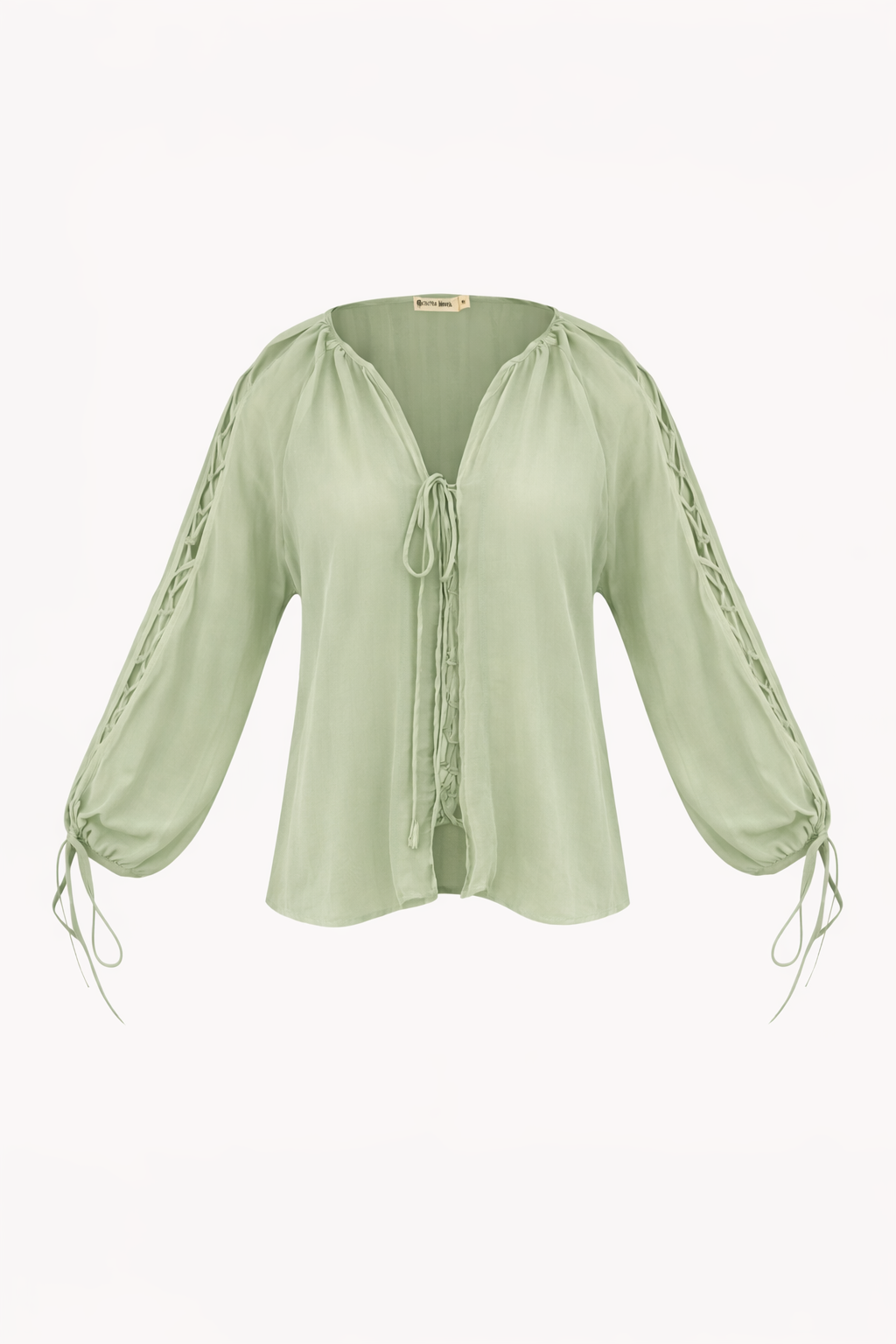 Bias Blouse Shirt in Green by Ostra — luxury green resort blouse from Brazil
