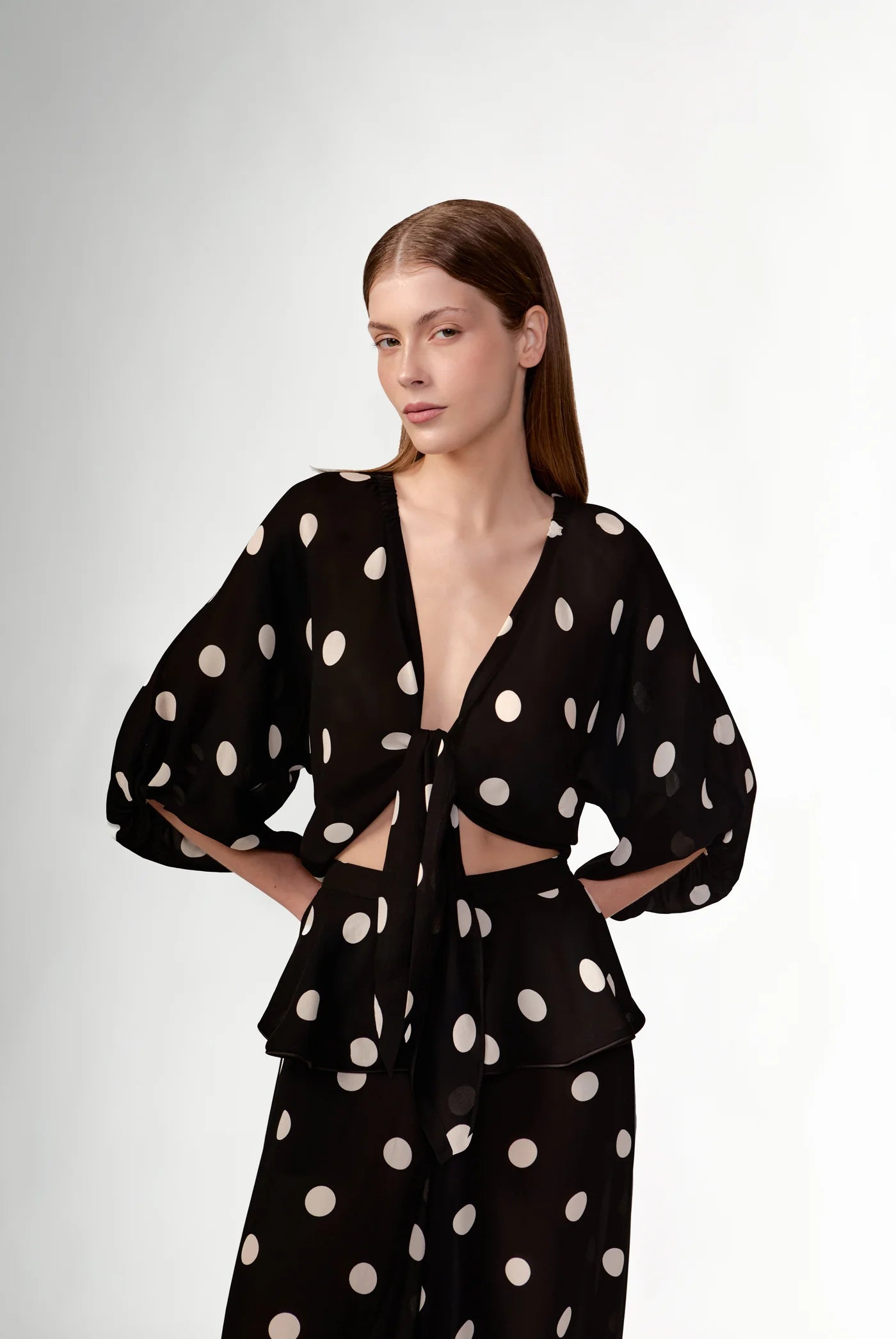 Polka Dots Front-Tie Top