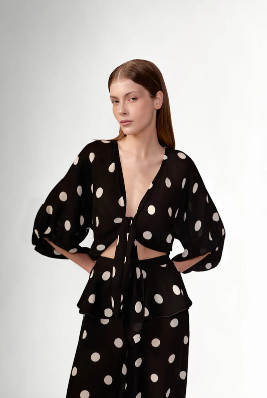 Polka Dots Front-Tie Top