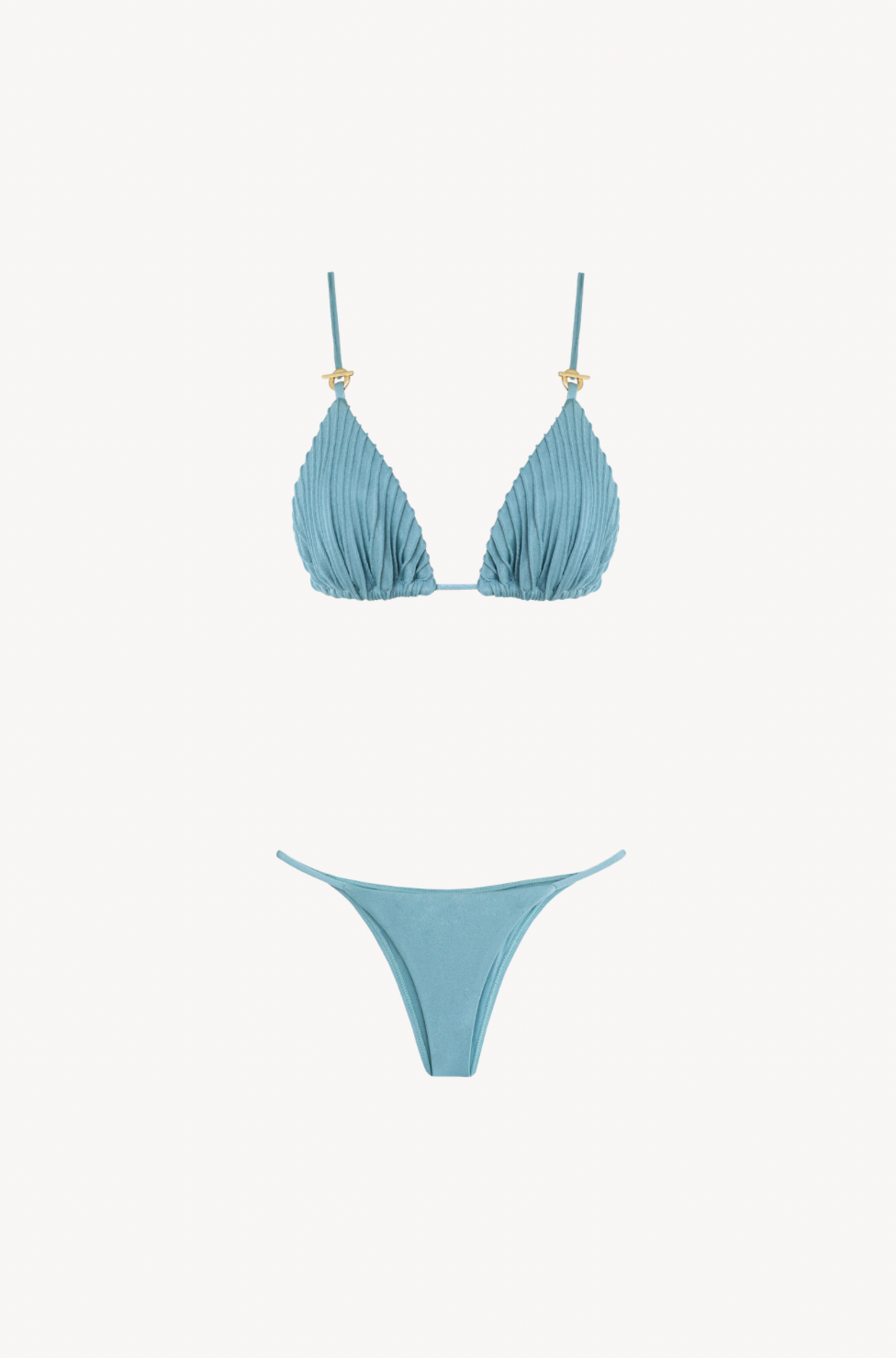 Ribbed Triangle Bikini Set by Ostra — luxury ribbed fabric triangle bikini