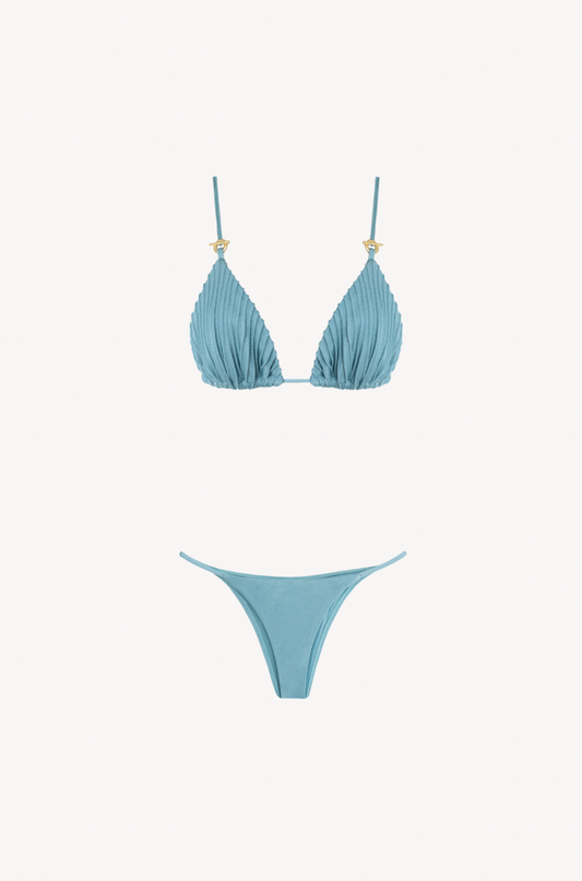 Ribbed Triangle Bikini Set by Ostra — luxury ribbed fabric triangle bikini