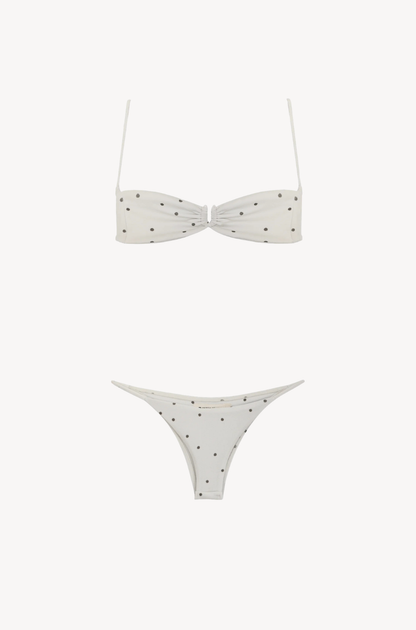 Polka Dot Ruched Bikini Set by Ostra — ruched bikini with playful polka dot print