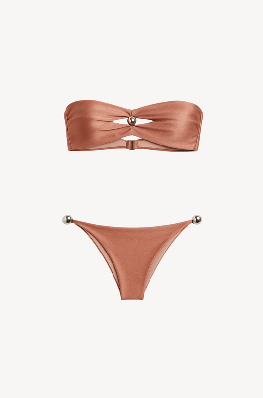 Oyster Solid Strapless Pearl Bikini