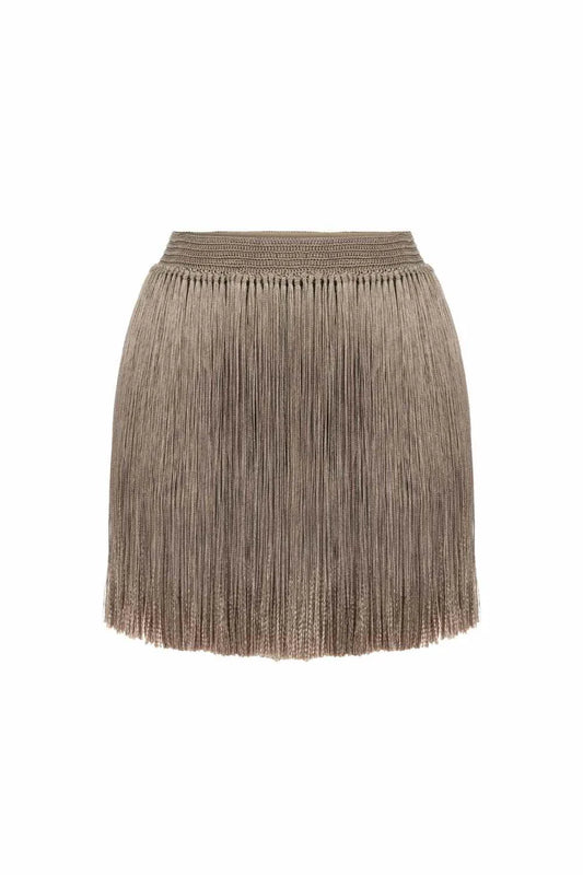 Meringue Hand-Crochet Fringed Mini Skirt
