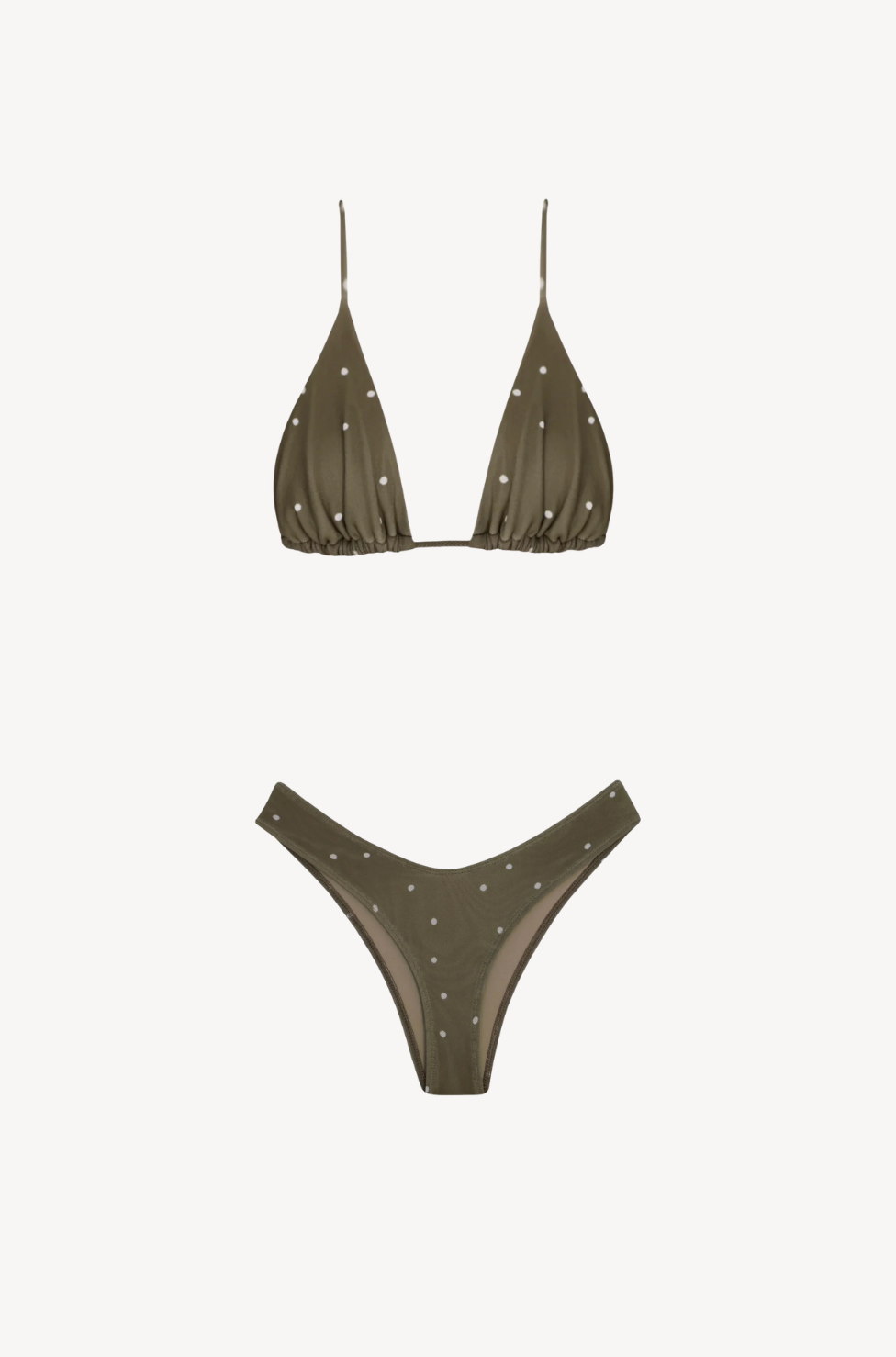 Triangle Polka Dot Bikini Set by Ostra — playful polka dot triangle bikini