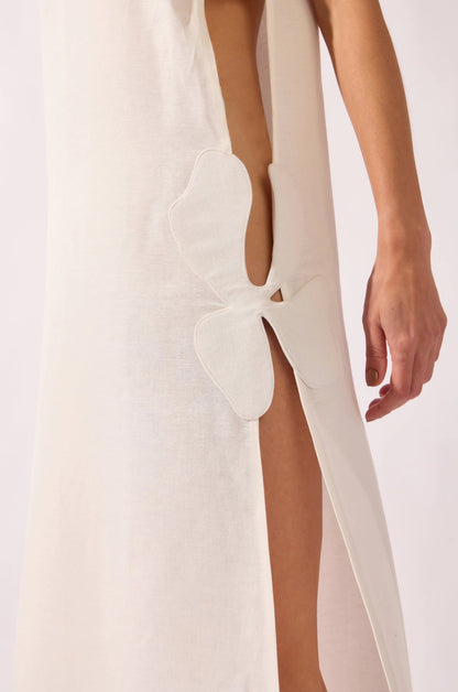 Petal-Appliqué Maxi Dress