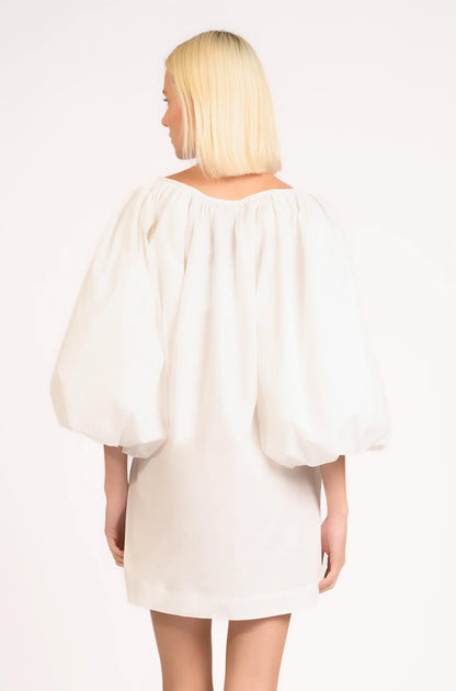 Solid Puff Sleeve Mini Dress