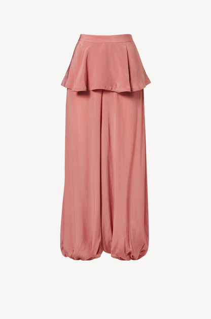 Solid Peplum Balloon Pants by Adriana Degreas — luxury wide-leg balloon pants with peplum waist
