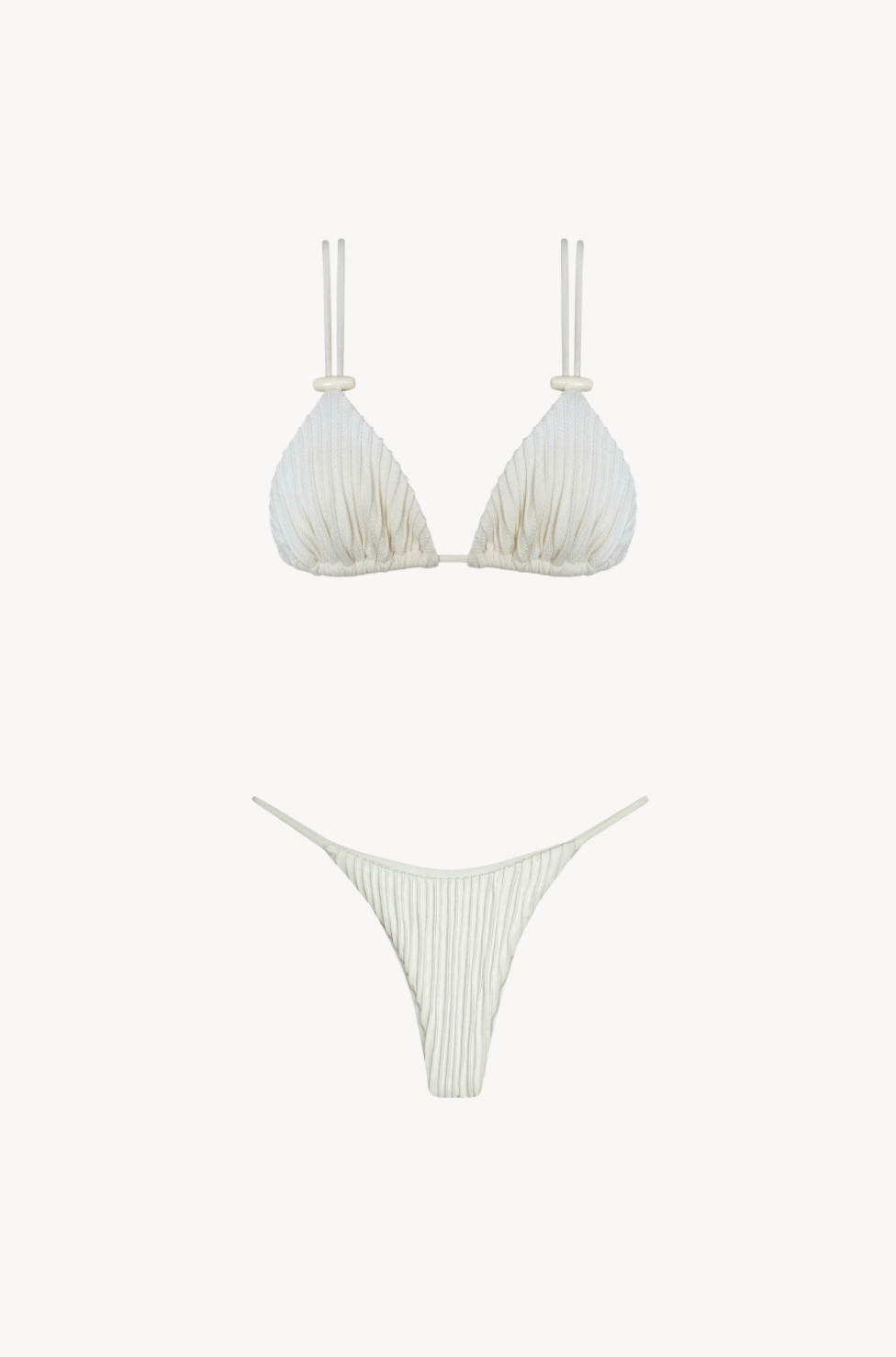 Nervura Triangle Set in Off-White by Ostra — luxury ribbed bikini in off-white