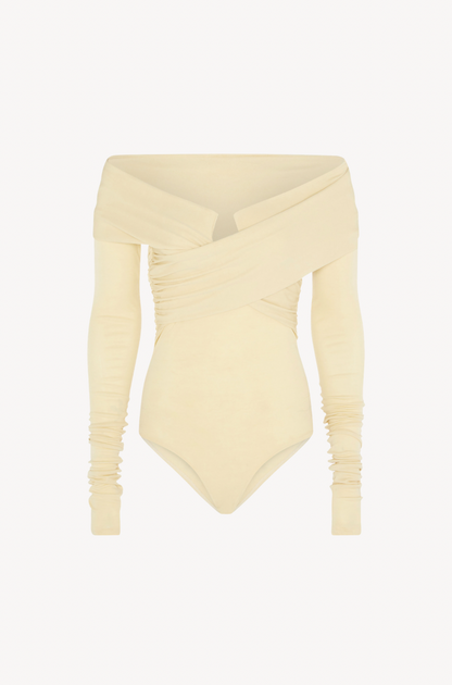 Otto Bodysuit by Paris Georgia — luxury bodysuit with sculpted neckline and clean lines