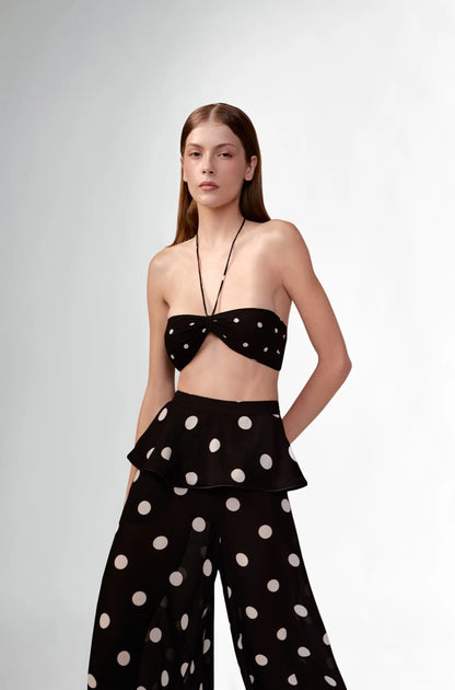 Polka Dots Peplum Maxi Pants
