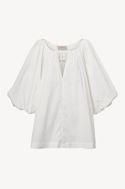 Solid Puff Sleeve Mini Dress by Adriana Degreas — luxury mini dress with statement puff sleeves
