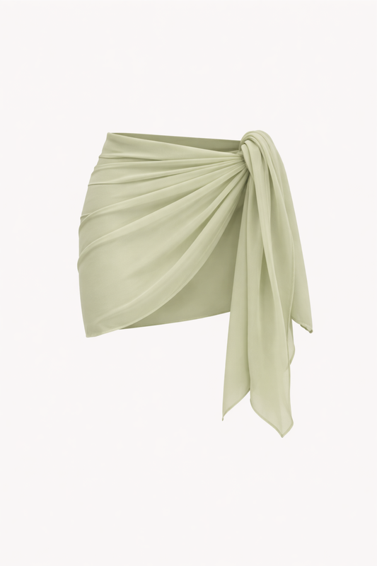 Green Sarong by Ostra — luxury green printed silk sarong for resort
