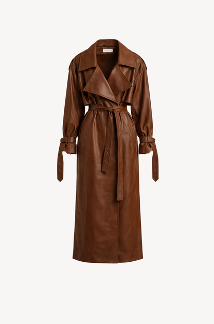 Long Leather Trench Coat