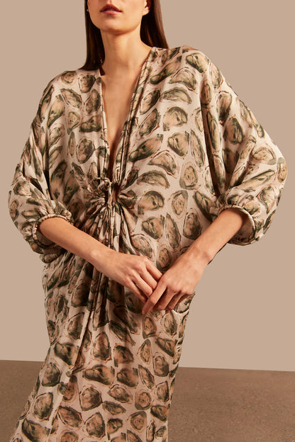 OYSTERS LONG KAFTAN WITH KNOT