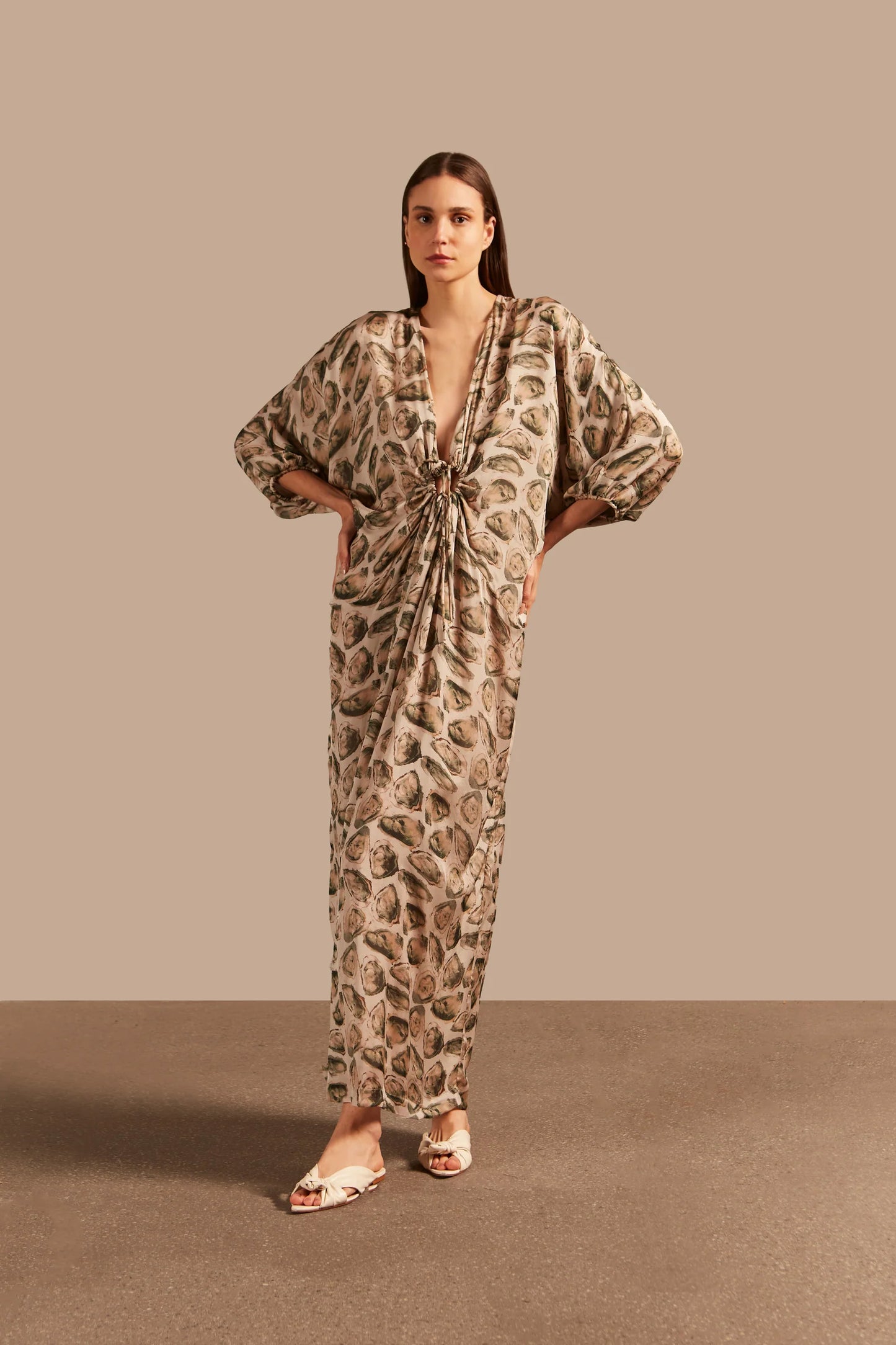 OYSTERS LONG KAFTAN WITH KNOT