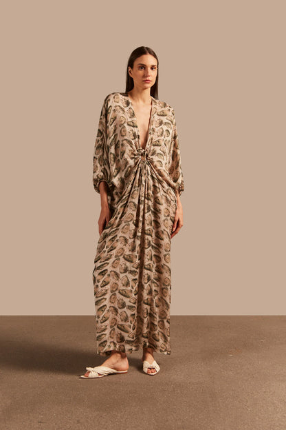 OYSTERS LONG KAFTAN WITH KNOT