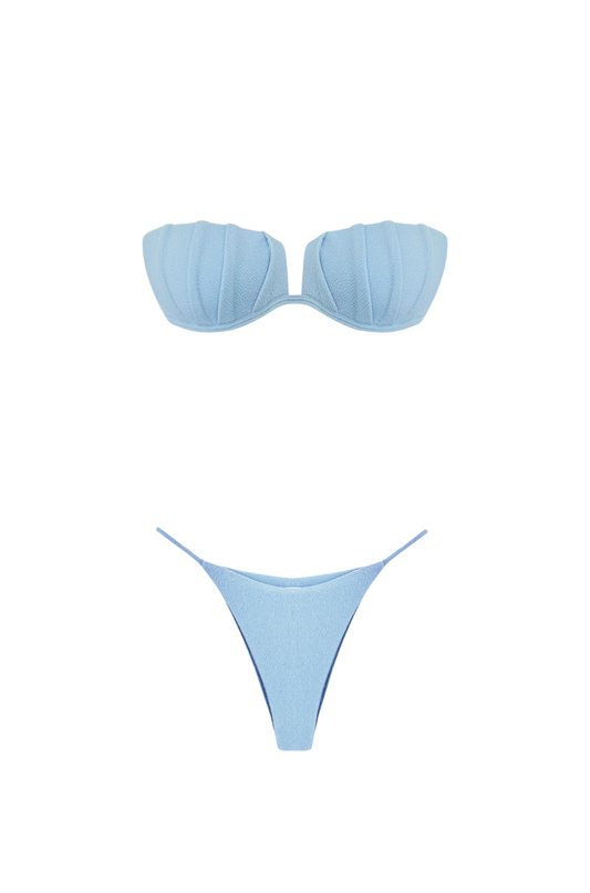 Pleated Bandeau Bikini Set